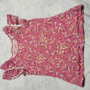 Red Camel Girl's Size S; Pink Floral; Double Capped Sleeved top